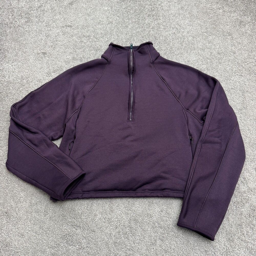 Athleta Cropped 1/2 Zip Active Pullover Jacket Women XS Purple Stretch Athletic